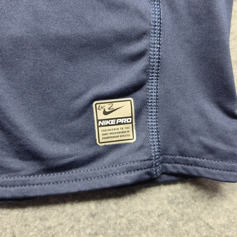 Nike Pro Therma-FIT Blue Mock Neck Long Sleeve Shirt Size S Logo